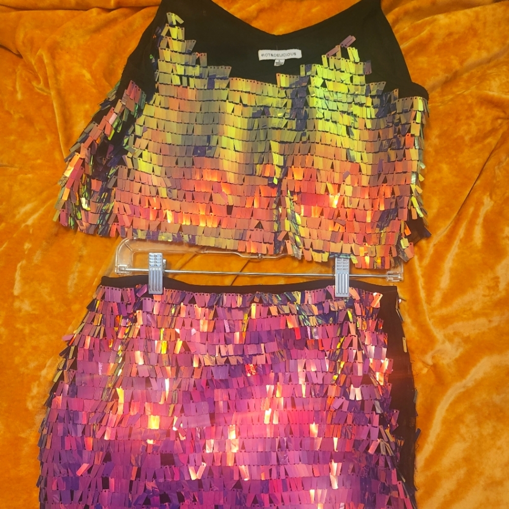 Dolls kill 2 piece sequin set